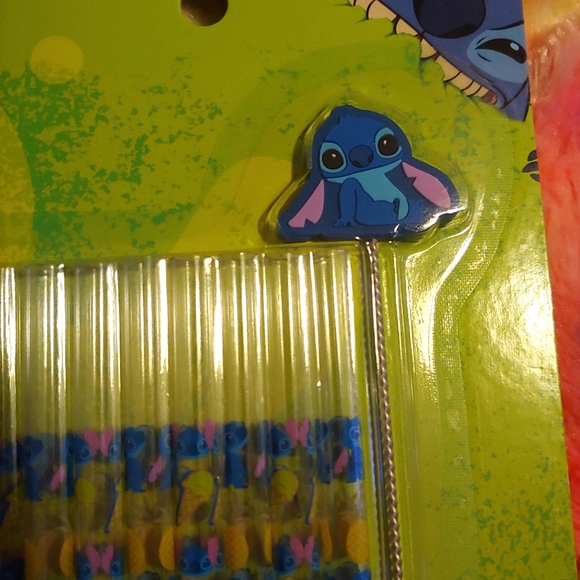 Stitch 9 Piece Reusable Straws, 2 Reusable Drink Pouches, 1 Hand Sanitizer - Picture 6 of 7